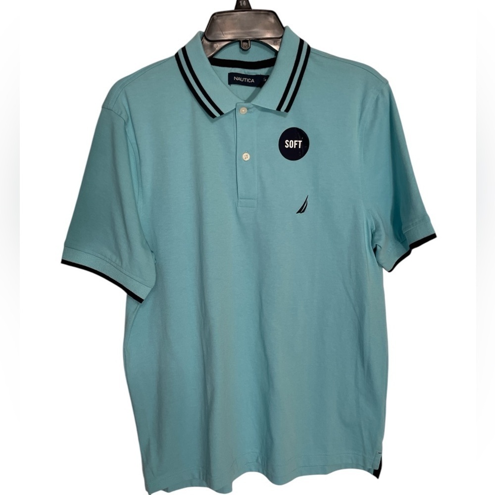 Nautica classic fit solid Aqua Blue Polo sz M